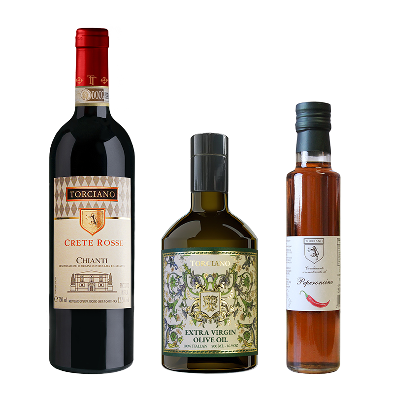 Wine & Oil Gift - Chianti, EVO and Pepper